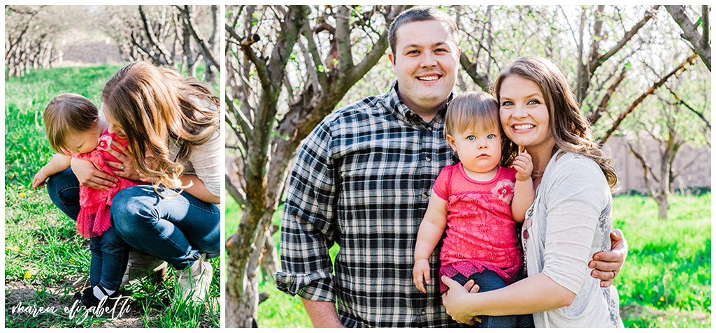 Family spring mini session at the provo orchard with a toddler. I love taking pictures of toddlers because of their wiggly energy and huge personalities. | Gilbert Family Photographer | Maren Elizabeth Photography