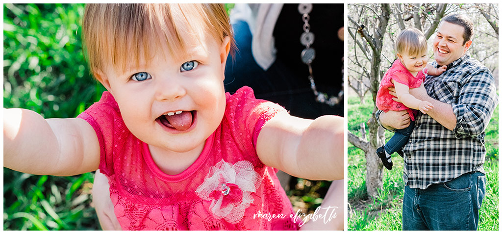 Family spring mini session at the provo orchard with a toddler. I love taking pictures of toddlers because of their wiggly energy and huge personalities. | Gilbert Family Photographer | Maren Elizabeth Photography