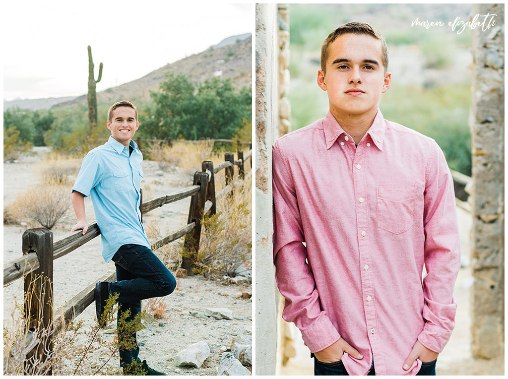 Senior pictures at Scorpion Gulch feature ghost town ruins and desert landscape all around for endless possibilities. Gilbert Photographer | Maren Elizabeth Photography