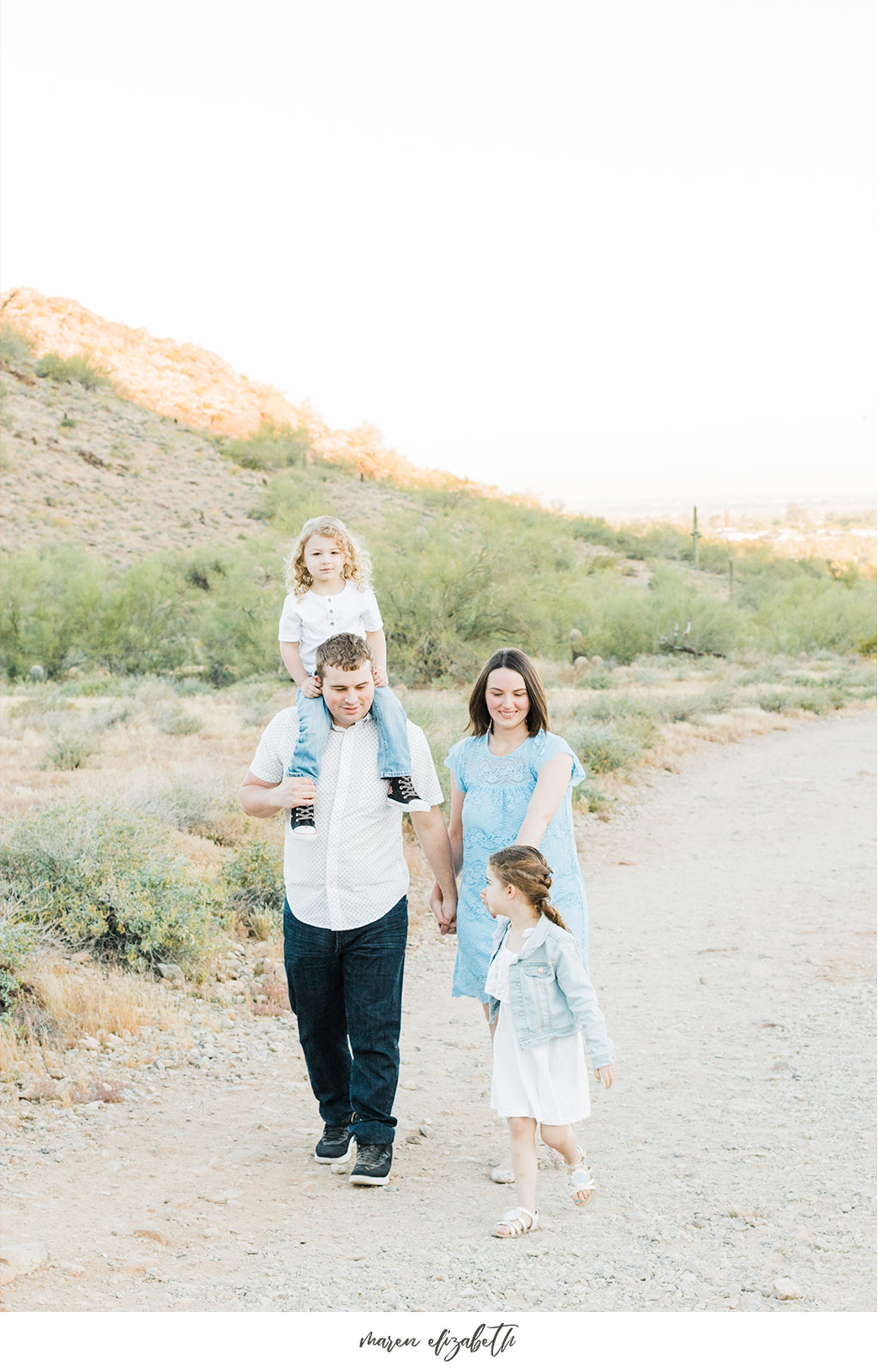 Sunrise family pictures session of a family of four at the San Tan Mountain Regional Park in Queen Creek, AZ. | Arizona Family Photographer | Maren Elizabeth Photography