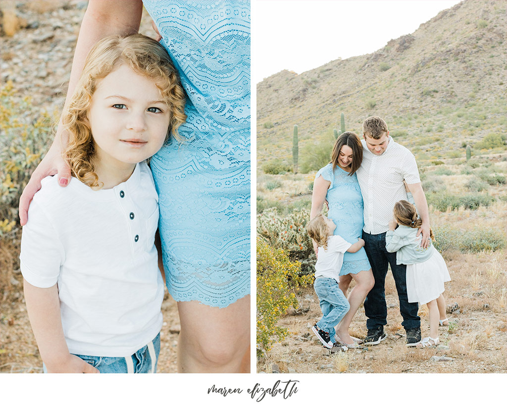 Sunrise family pictures session of a family of four at the San Tan Mountain Regional Park in Queen Creek, AZ. | Arizona Family Photographer | Maren Elizabeth Photography