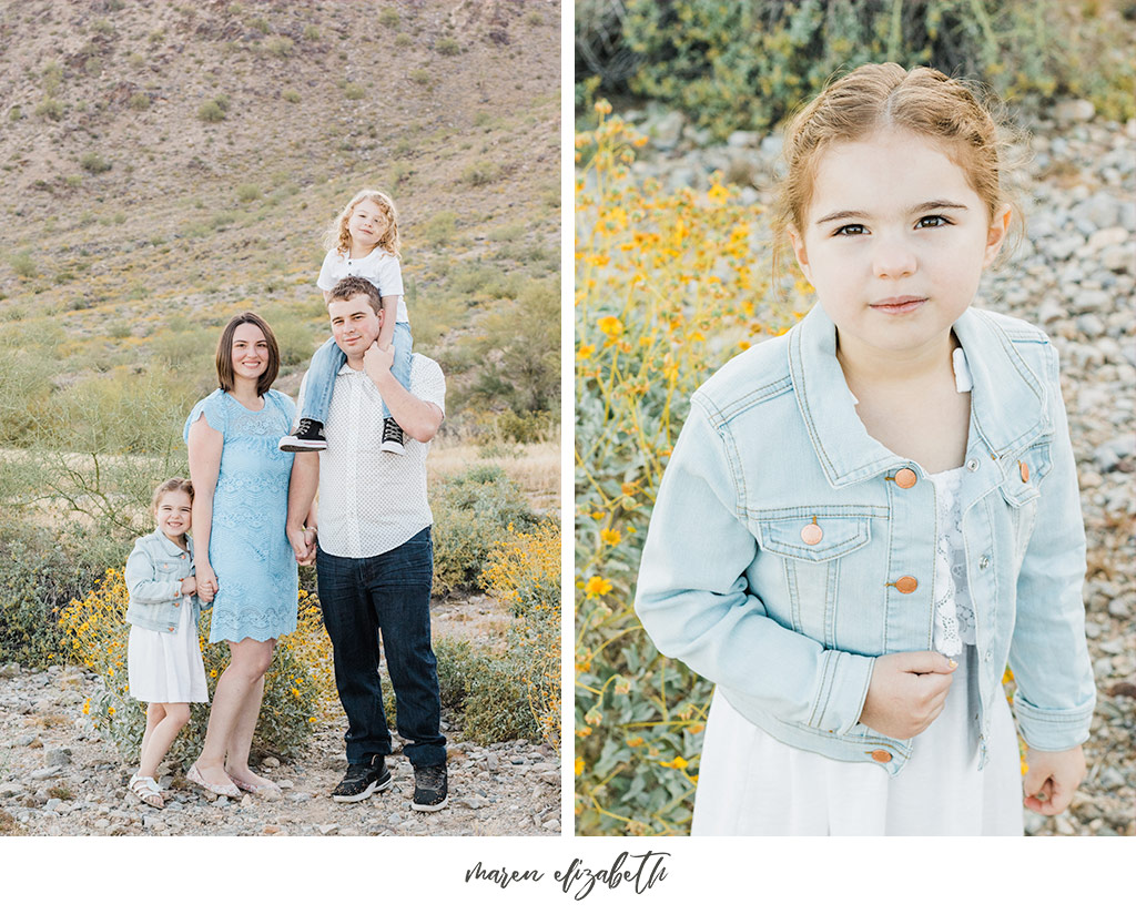 Sunrise family pictures session of a family of four at the San Tan Mountain Regional Park in Queen Creek, AZ. | Arizona Family Photographer | Maren Elizabeth Photography