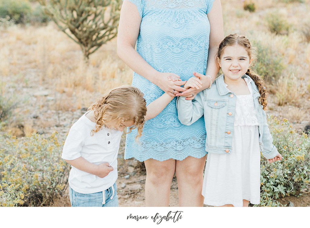 Sunrise family pictures session of a family of four at the San Tan Mountain Regional Park in Queen Creek, AZ. | Arizona Family Photographer | Maren Elizabeth Photography