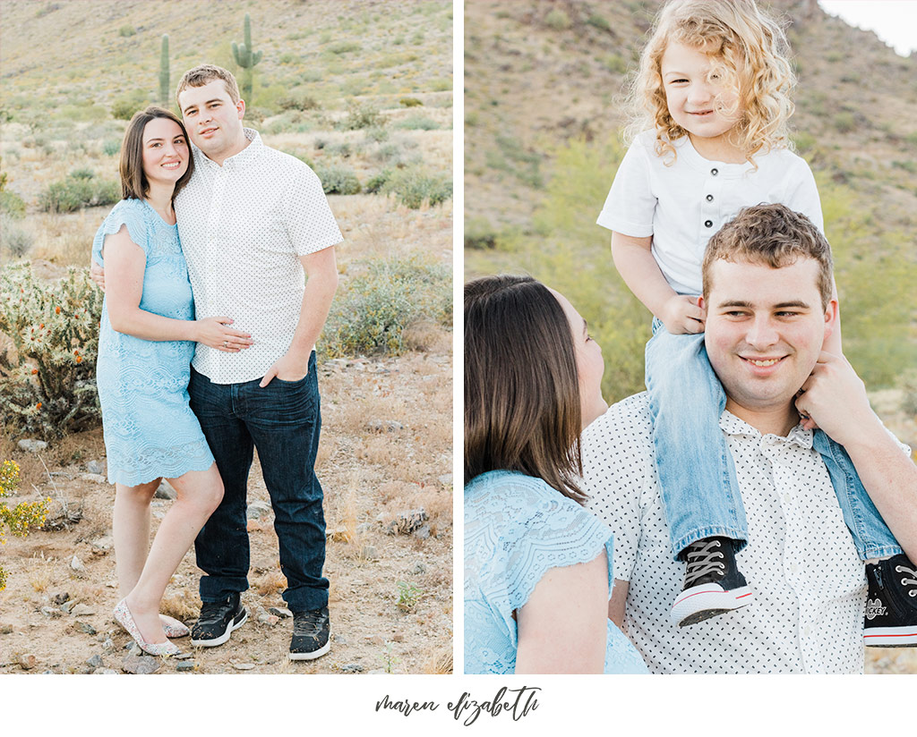 Sunrise family pictures session of a family of four at the San Tan Mountain Regional Park in Queen Creek, AZ. | Arizona Family Photographer | Maren Elizabeth Photography