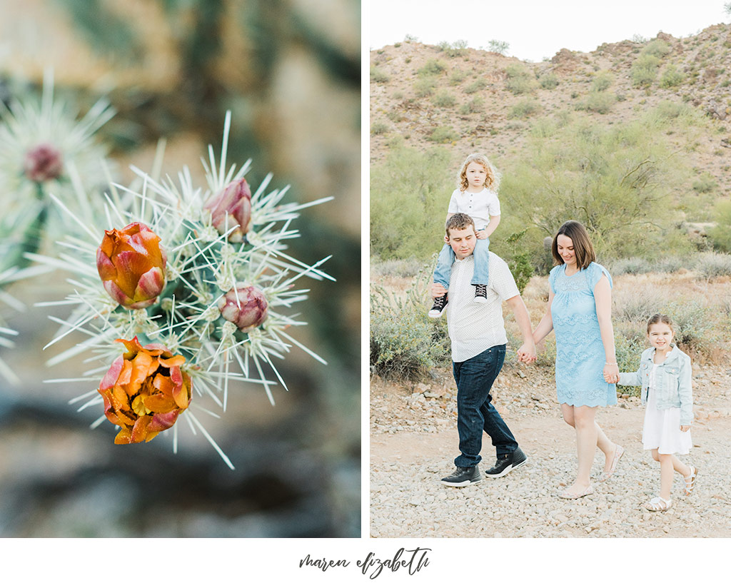 Sunrise family pictures session of a family of four at the San Tan Mountain Regional Park in Queen Creek, AZ. | Arizona Family Photographer | Maren Elizabeth Photography