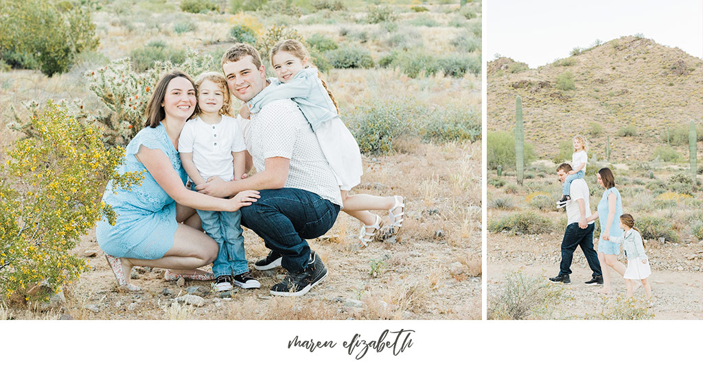 Sunrise family pictures session of a family of four at the San Tan Mountain Regional Park in Queen Creek, AZ. | Arizona Family Photographer | Maren Elizabeth Photography