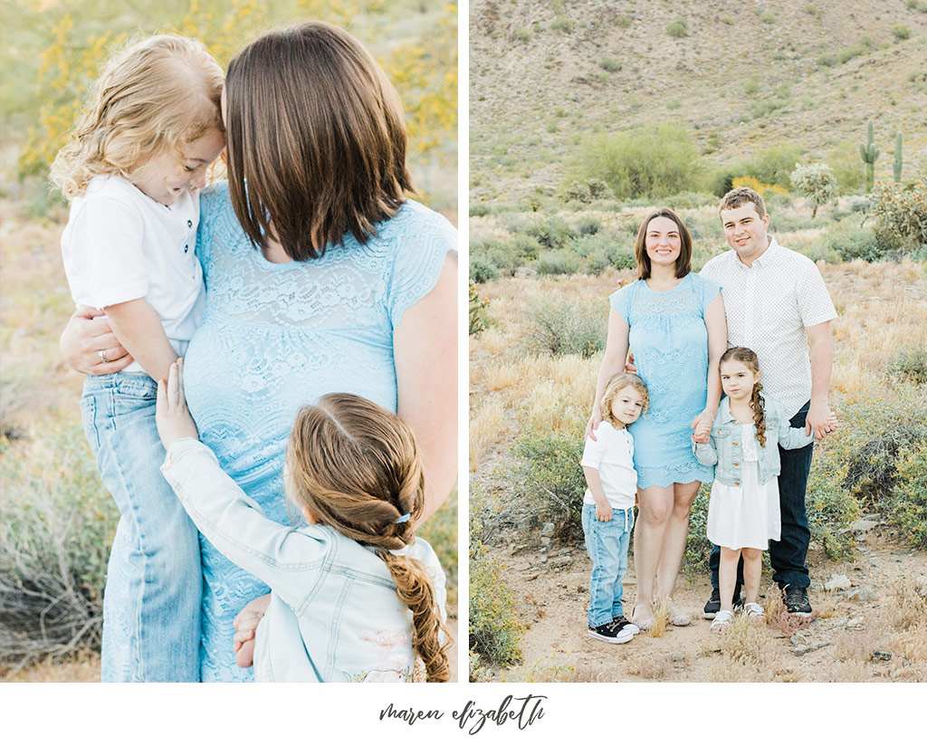 Sunrise family pictures session of a family of four at the San Tan Mountain Regional Park in Queen Creek, AZ. | Arizona Family Photographer | Maren Elizabeth Photography