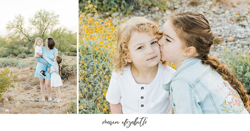 Sunrise family pictures session of a family of four at the San Tan Mountain Regional Park in Queen Creek, AZ. | Arizona Family Photographer | Maren Elizabeth Photography