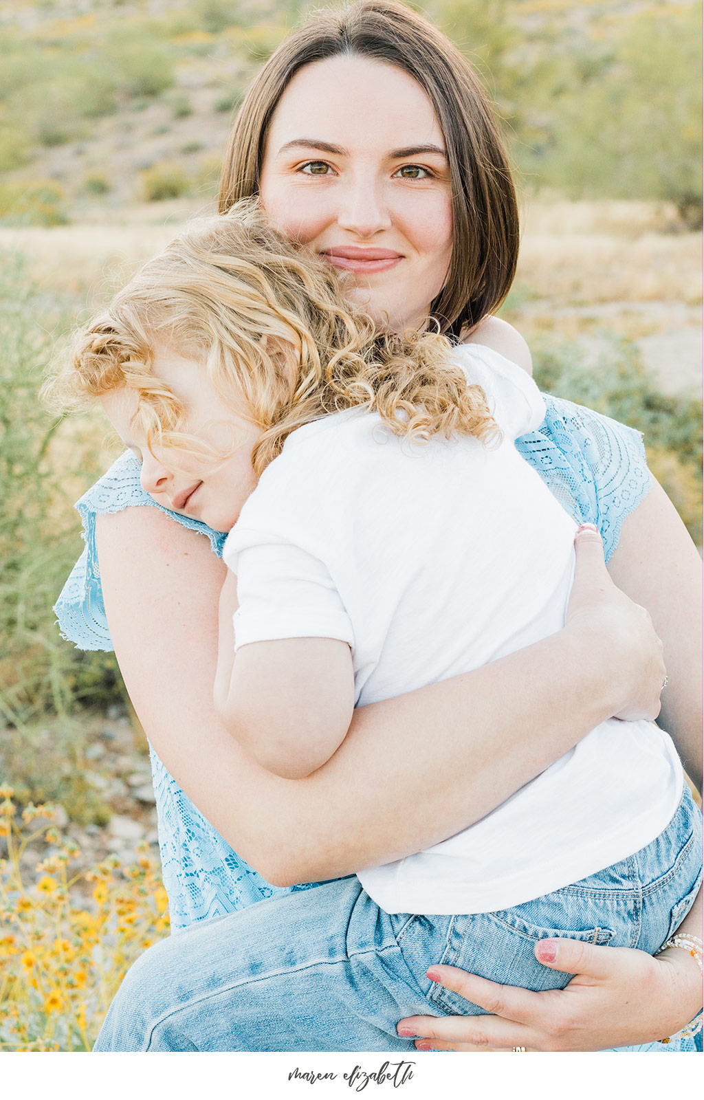 Sunrise family pictures session of a family of four at the San Tan Mountain Regional Park in Queen Creek, AZ. | Arizona Family Photographer | Maren Elizabeth Photography