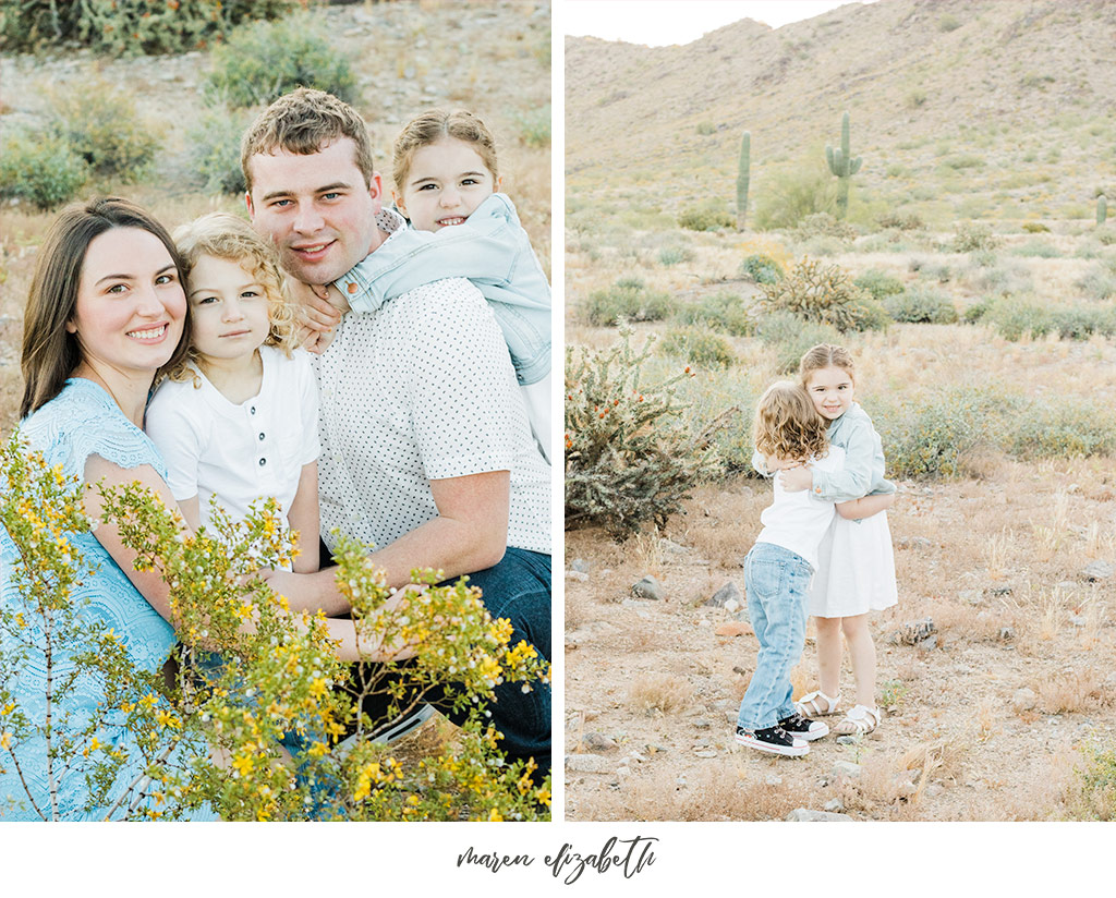 Sunrise family pictures session of a family of four at the San Tan Mountain Regional Park in Queen Creek, AZ. | Arizona Family Photographer | Maren Elizabeth Photography