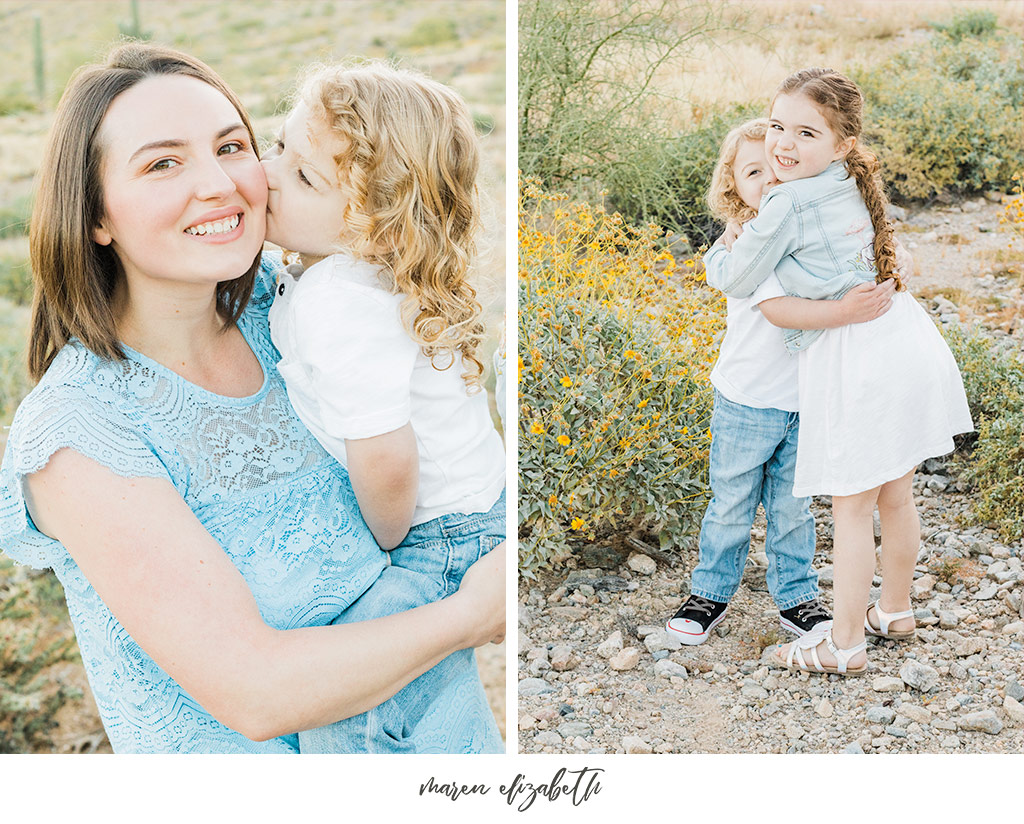 Sunrise family pictures session of a family of four at the San Tan Mountain Regional Park in Queen Creek, AZ. | Arizona Family Photographer | Maren Elizabeth Photography