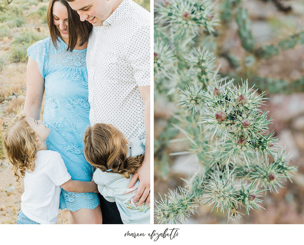 Sunrise family pictures session of a family of four at the San Tan Mountain Regional Park in Queen Creek, AZ. | Arizona Family Photographer | Maren Elizabeth Photography