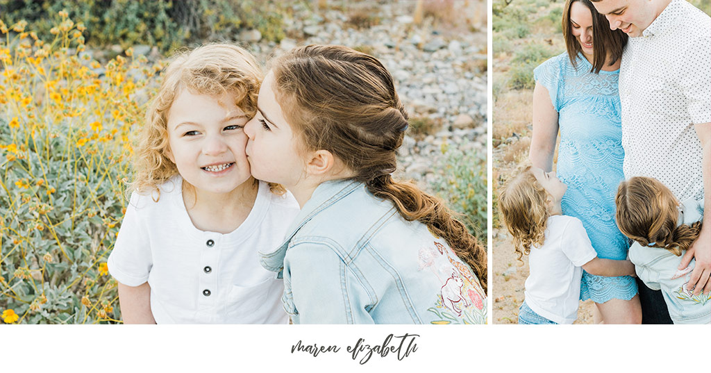 Sunrise family pictures session of a family of four at the San Tan Mountain Regional Park in Queen Creek, AZ. | Arizona Family Photographer | Maren Elizabeth Photography