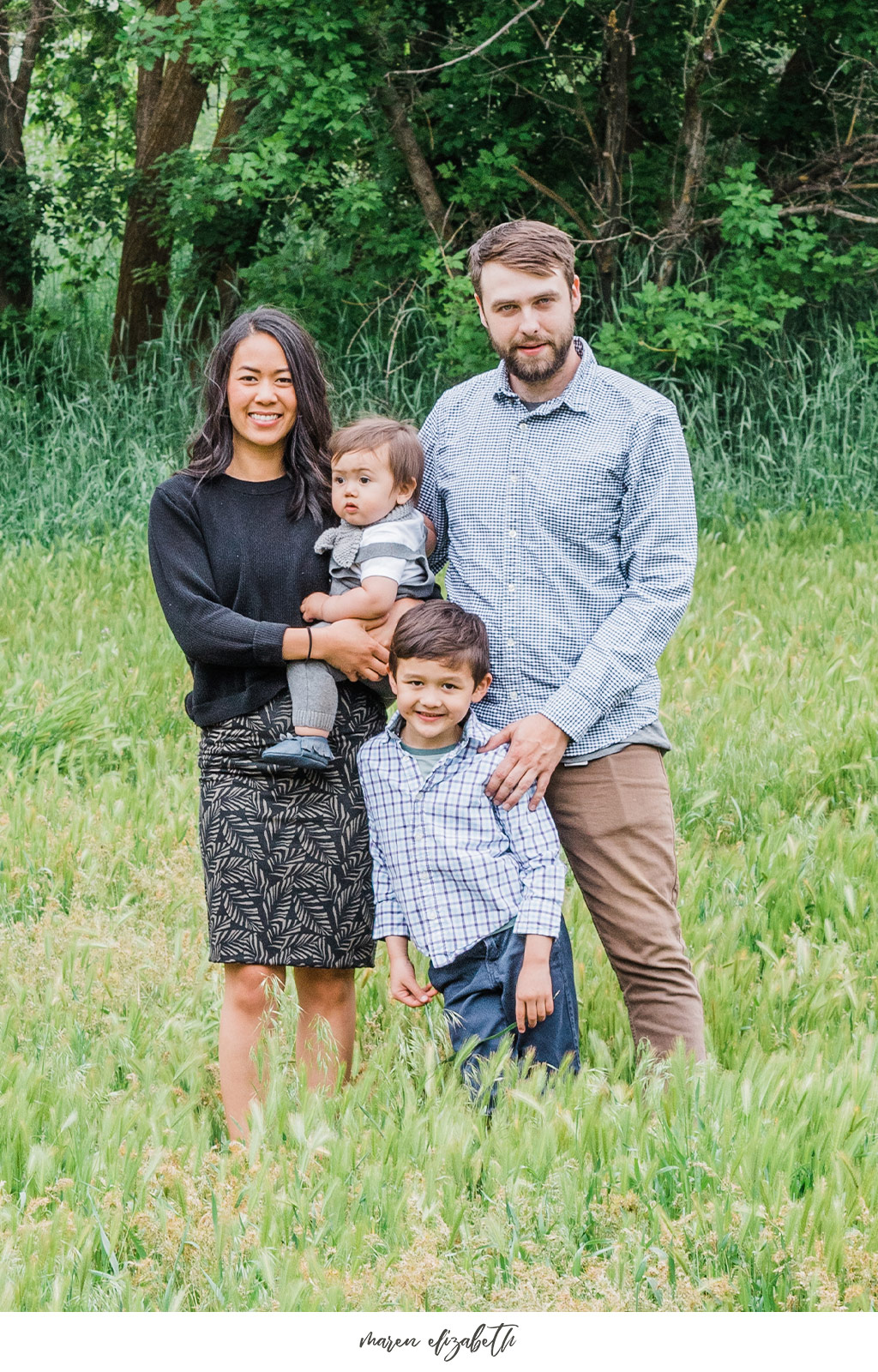 Family pictures session of a family of four at the Wheeler Historic Farm in Murray, UT. | Arizona Family Photographer | Maren Elizabeth Photography