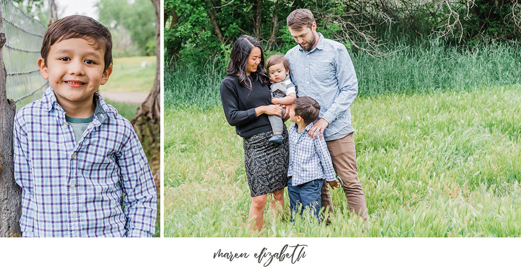 Family pictures session of a family of four at the Wheeler Historic Farm in Murray, UT. | Arizona Family Photographer | Maren Elizabeth Photography