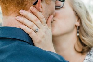 Provo river trail engagement pictures taken on the bridge behind the Riverwoods. It was the beginning of April and we got lucky and caught the blossoms without even trying! | Arizona Photographer | Maren Elizabeth Photography