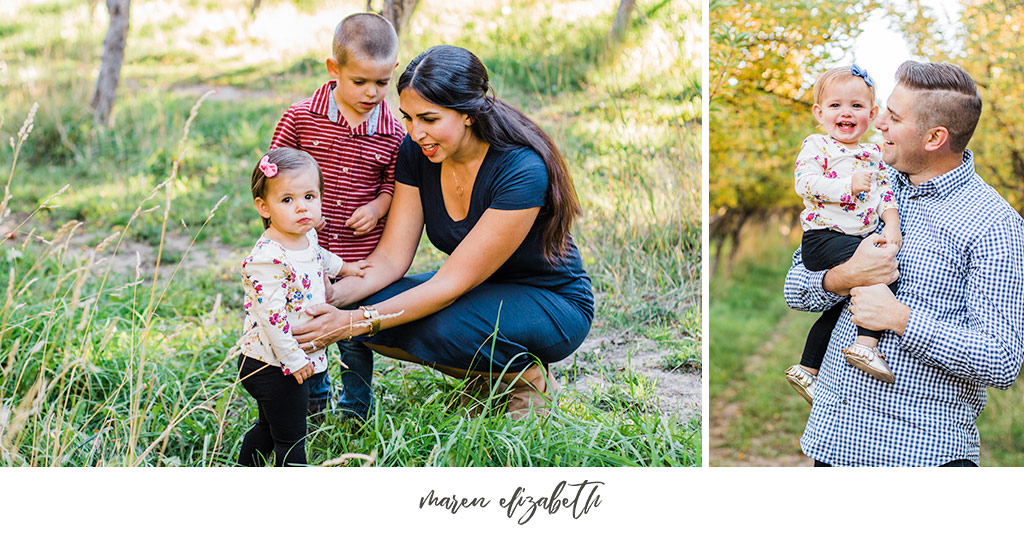 Family of six family photos at Provo Orchard in the Fall. Arizona Family Photographer | Maren Elizabeth Photography.