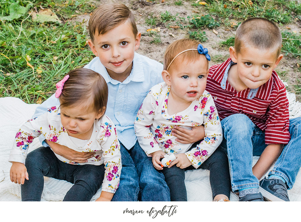 Family of six family photos at Provo Orchard in the Fall. Arizona Family Photographer | Maren Elizabeth Photography.