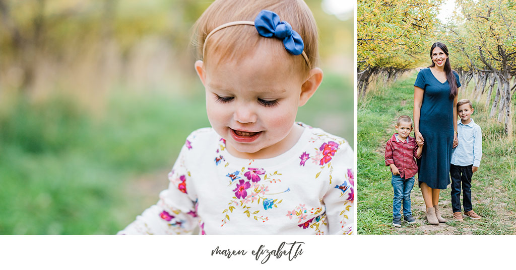 Family of six family photos at Provo Orchard in the Fall. Arizona Family Photographer | Maren Elizabeth Photography.