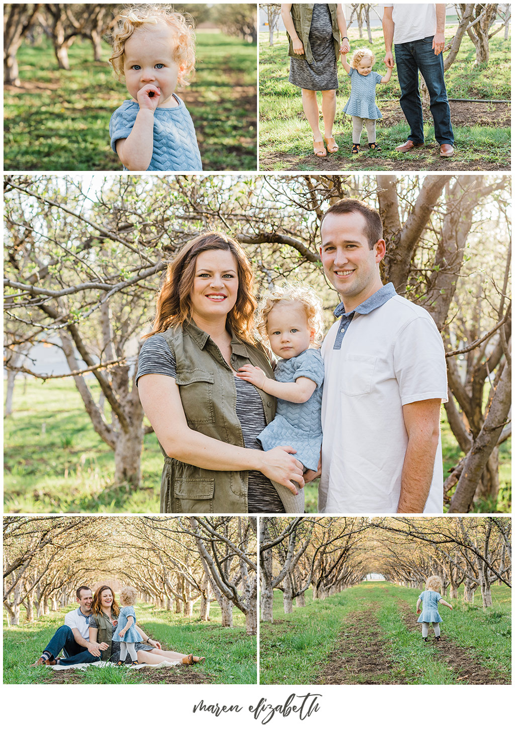 Family Pictures in a Spring Orchard. Maternity Family Pictures with Toddler | Arizona Family Photographer | Maren Elizabeth Photography