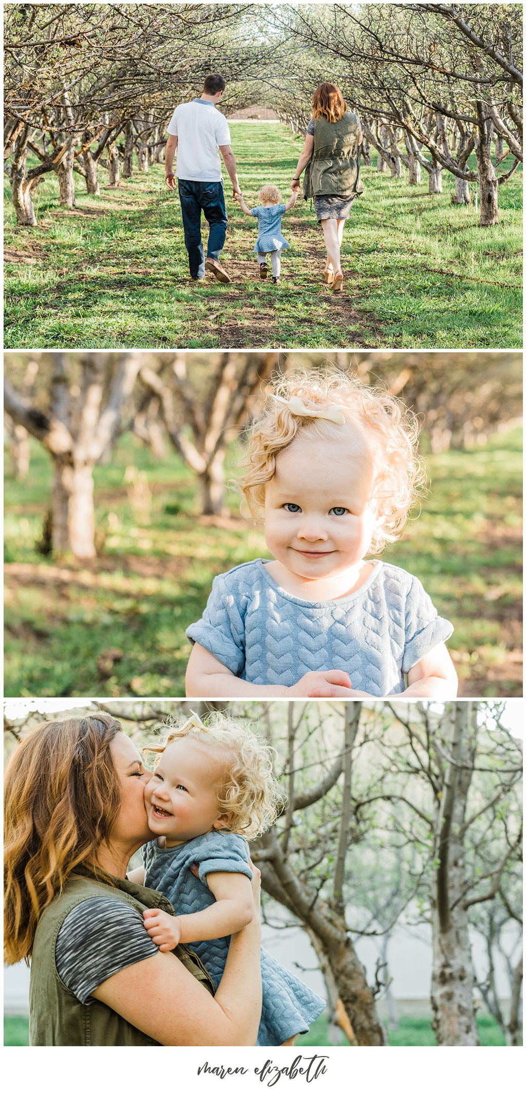 Family Pictures in a Spring Orchard. Maternity Family Pictures with Toddler | Arizona Family Photographer | Maren Elizabeth Photography