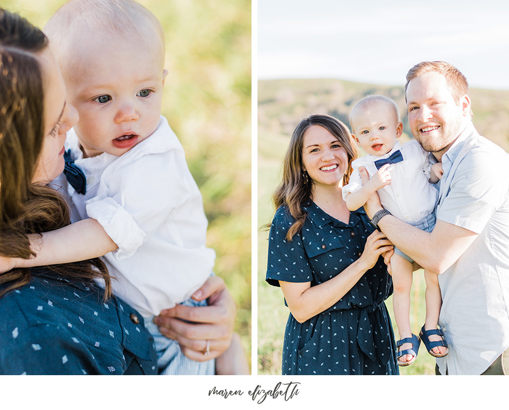 Family of three family pictures at Tunnel Springs Park in North Salt Lake City, UT. Tunnel Springs Photography | Maren Elizabeth Photography