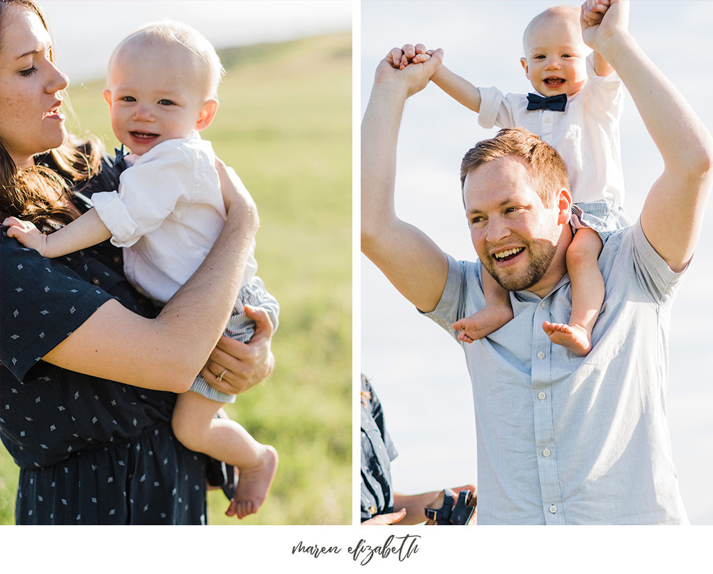 Family of three family pictures at Tunnel Springs Park in North Salt Lake City, UT. Tunnel Springs Photography | Maren Elizabeth Photography