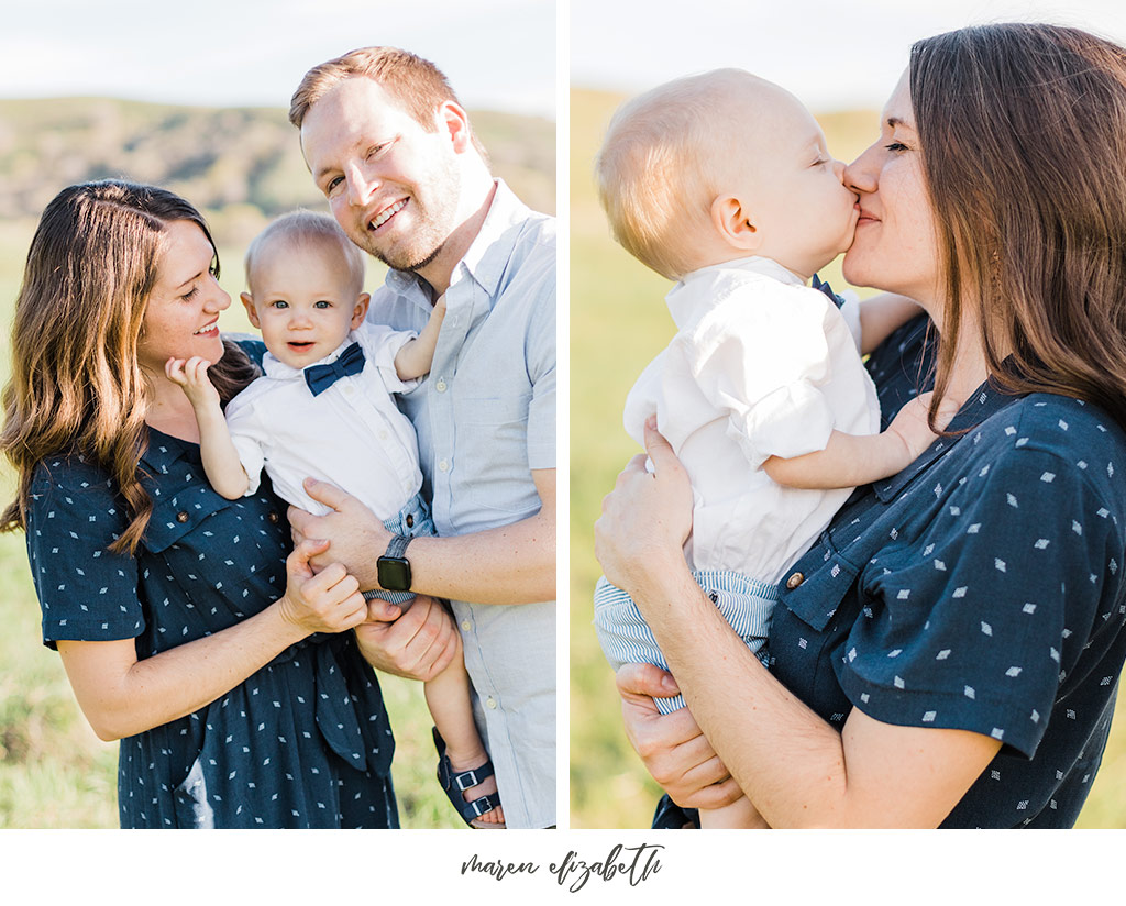 Family of three family pictures at Tunnel Springs Park in North Salt Lake City, UT. Tunnel Springs Photography | Maren Elizabeth Photography