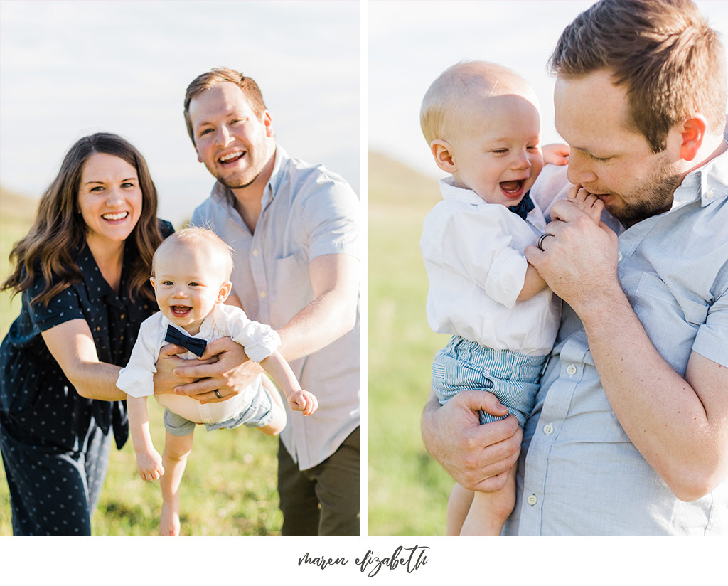 Family of three family pictures at Tunnel Springs Park in North Salt Lake City, UT. Tunnel Springs Photography | Maren Elizabeth Photography