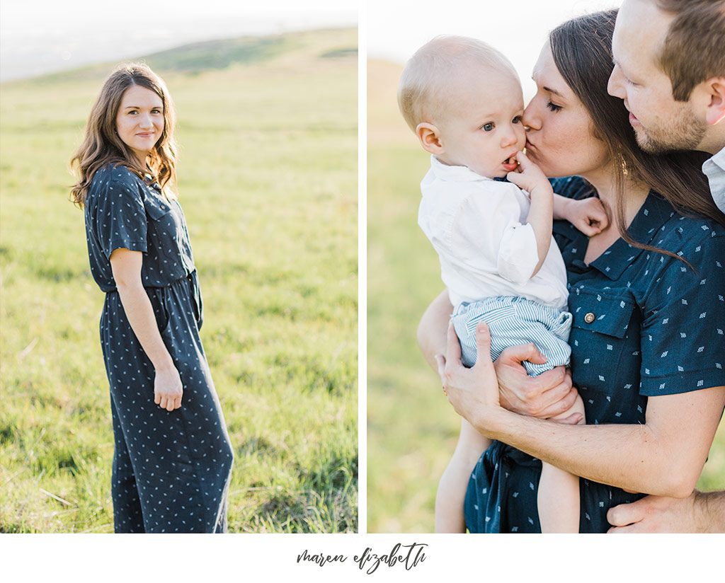 Family of three family pictures at Tunnel Springs Park in North Salt Lake City, UT. Tunnel Springs Photography | Maren Elizabeth Photography