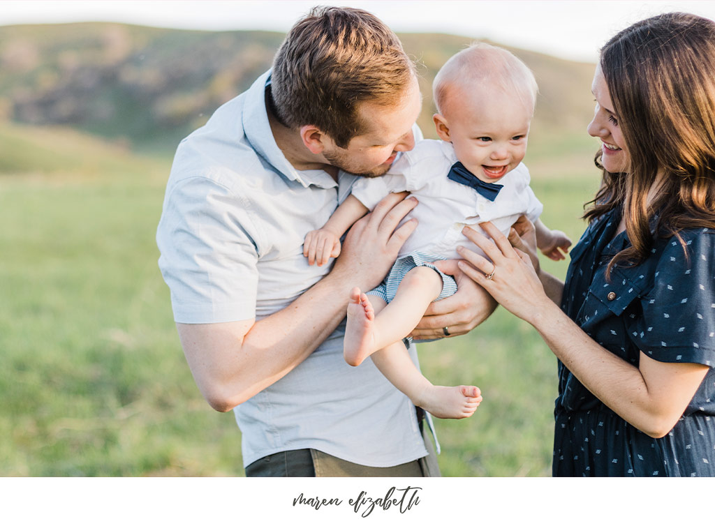 Family of three family pictures at Tunnel Springs Park in North Salt Lake City, UT. Tunnel Springs Photography | Maren Elizabeth Photography