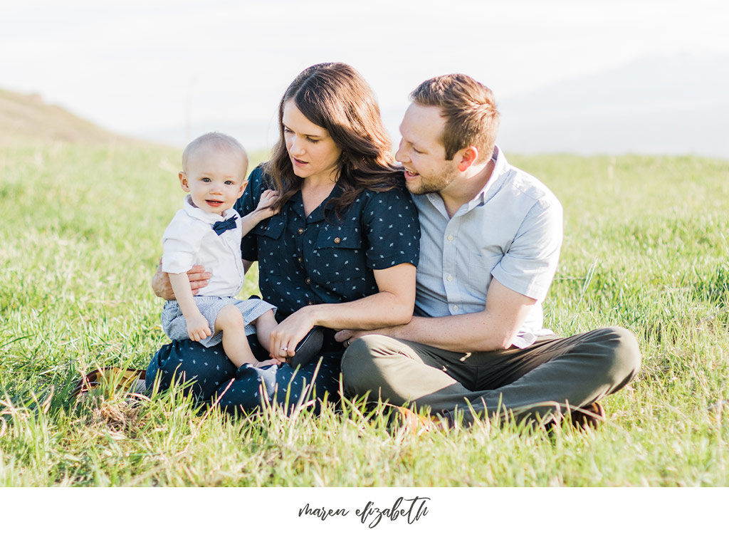 Family of three family pictures at Tunnel Springs Park in North Salt Lake City, UT. Tunnel Springs Photography | Maren Elizabeth Photography