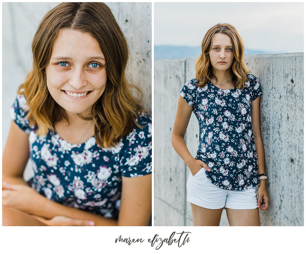 Portraits by Maren Elizabeth Photography taken on the top level of the Utah Valley University parking garage. | Arizona Senior Photographer