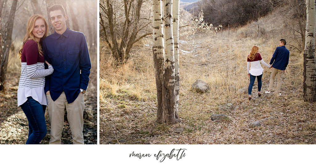 Big Springs Park engagement pictures in Provo Canyon, UT. This location is a short hike from the main parking lot across the bridge. Maren Elizabeth Photography | Arizona Photographer