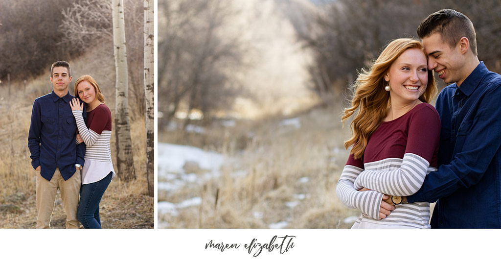 Big Springs Park engagement pictures in Provo Canyon, UT. This location is a short hike from the main parking lot across the bridge. Maren Elizabeth Photography | Arizona Photographer