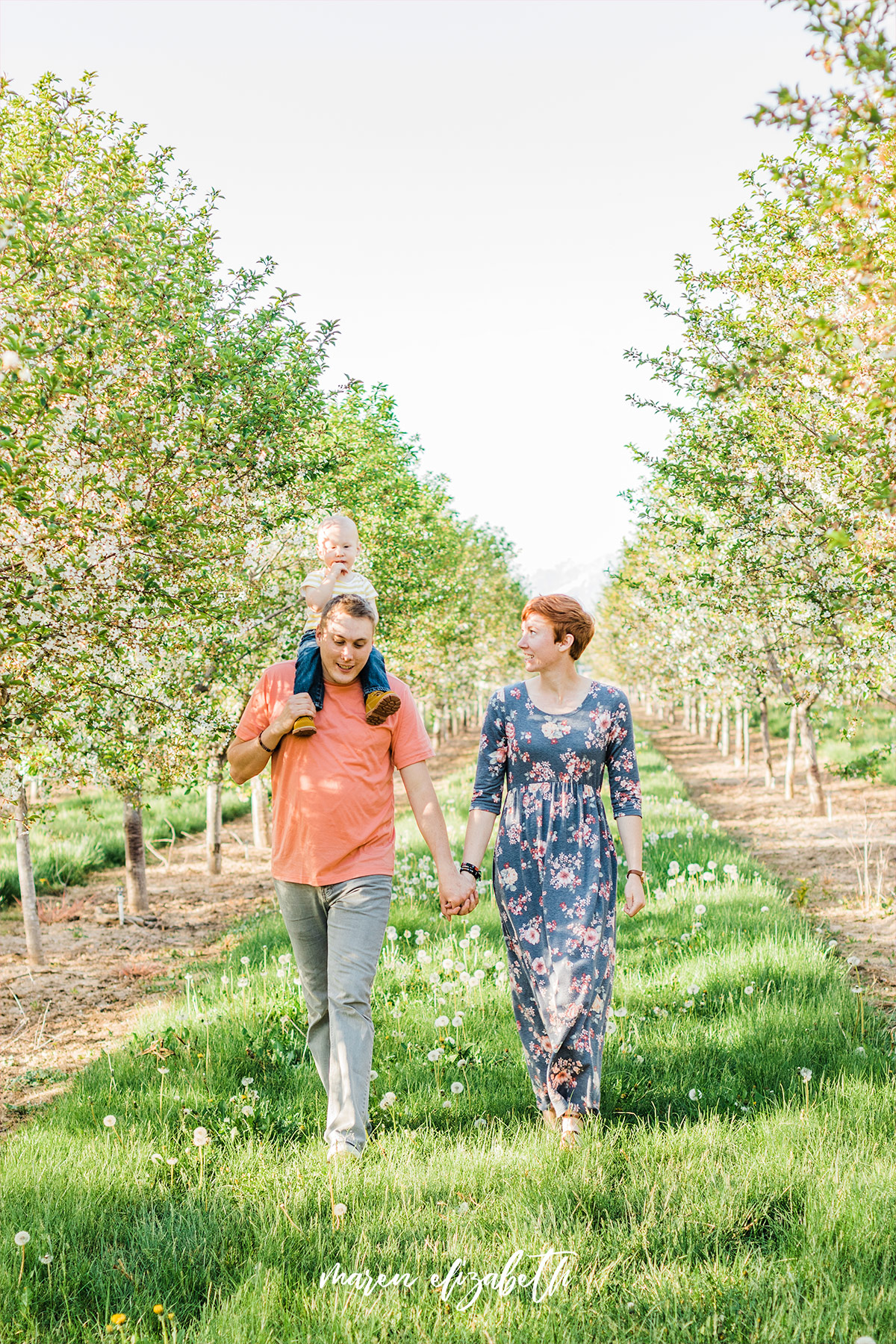 Spring family pictures in the blossoms at Rowley's Red Barn in Santaquin, UT | Maren Elizabeth Photography | Arizona Photographer