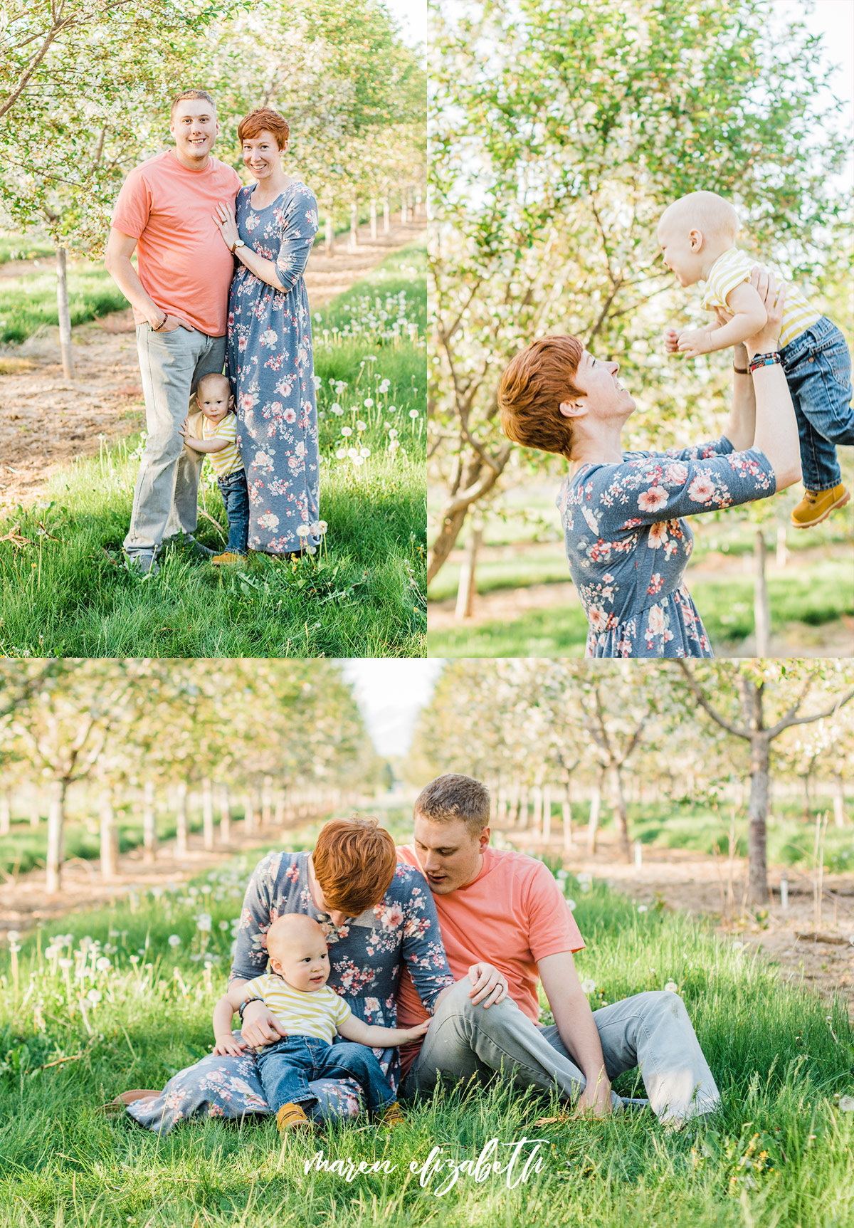 Spring family pictures in the blossoms at Rowley's Red Barn in Santaquin, UT | Maren Elizabeth Photography | Arizona Photographer