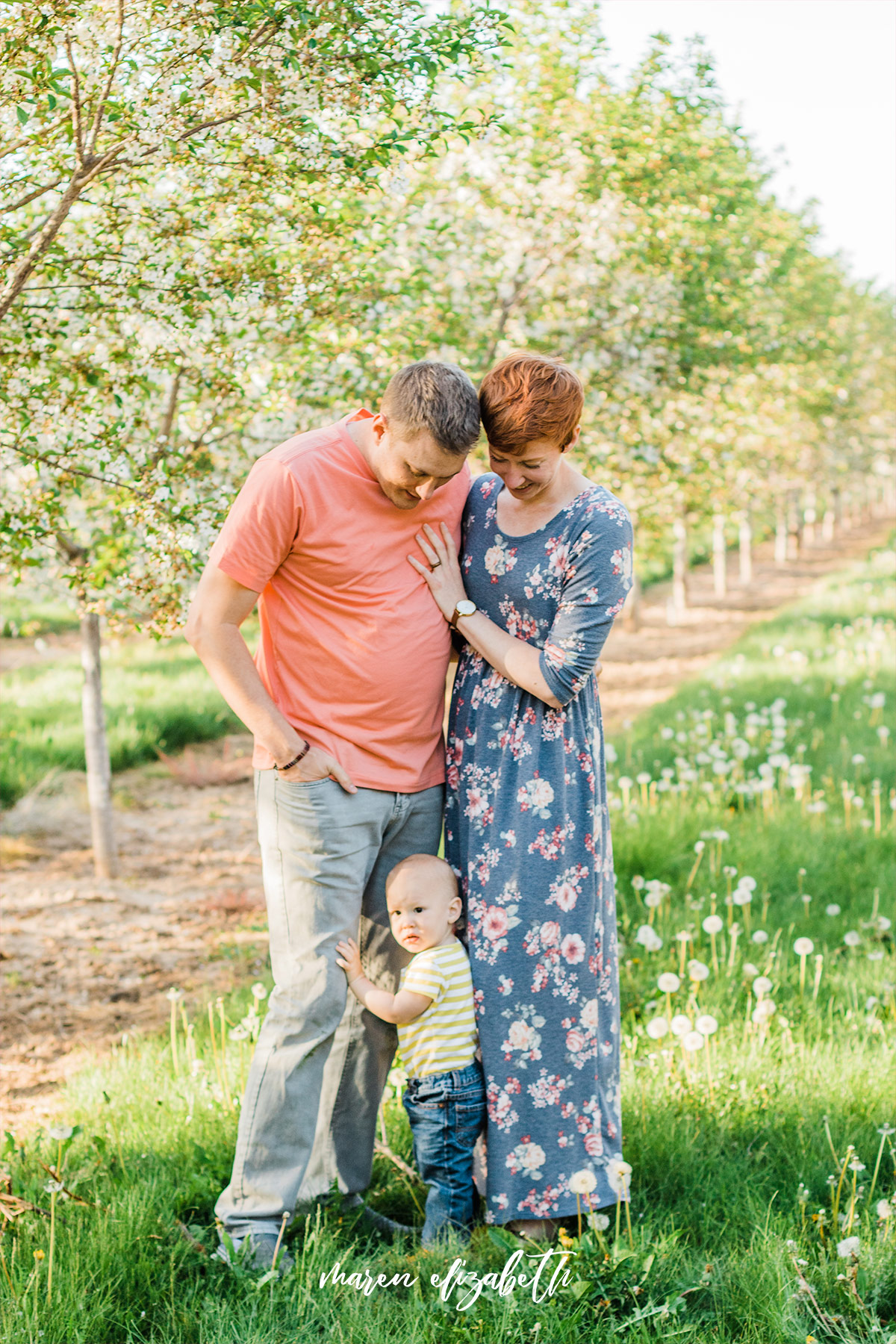 Spring family pictures in the blossoms at Rowley's Red Barn in Santaquin, UT | Maren Elizabeth Photography | Arizona Photographer