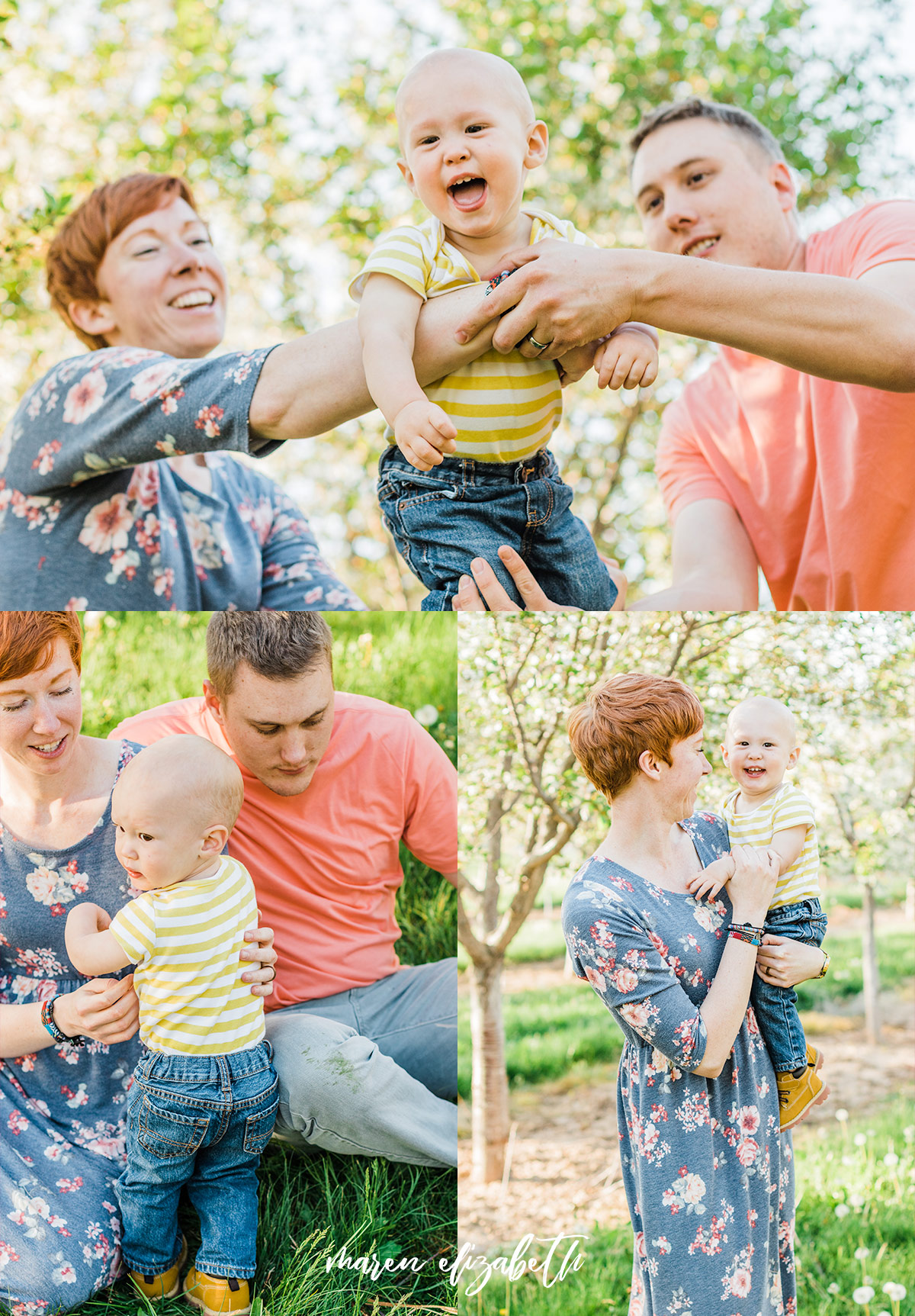 Spring family pictures in the blossoms at Rowley's Red Barn in Santaquin, UT | Maren Elizabeth Photography | Arizona Photographer