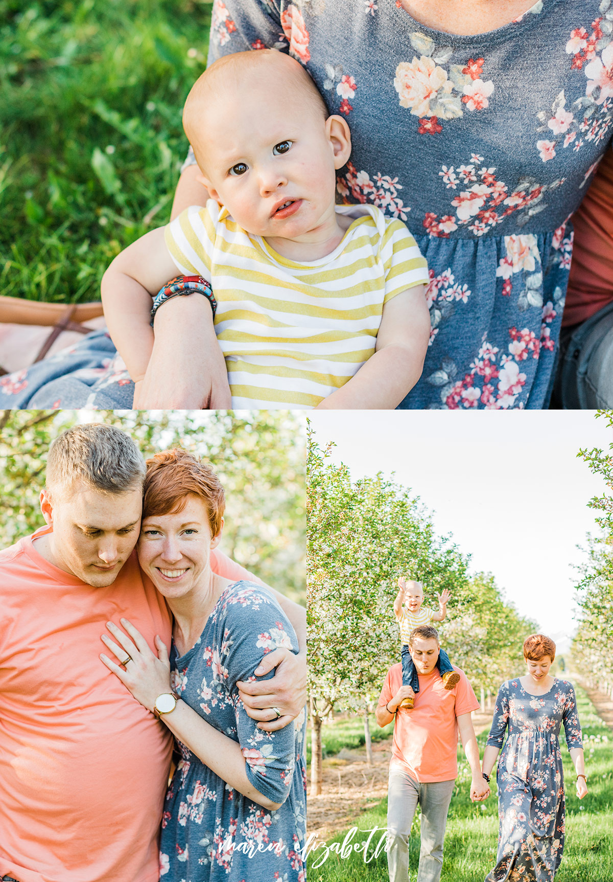 Spring family pictures in the blossoms at Rowley's Red Barn in Santaquin, UT | Maren Elizabeth Photography | Arizona Photographer