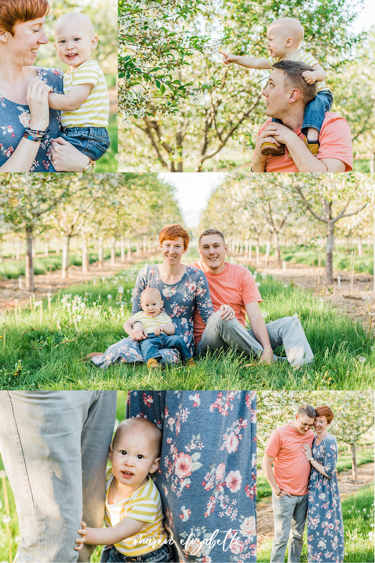 Spring family pictures in the blossoms at Rowley's Red Barn in Santaquin, UT | Maren Elizabeth Photography | Arizona Photographer