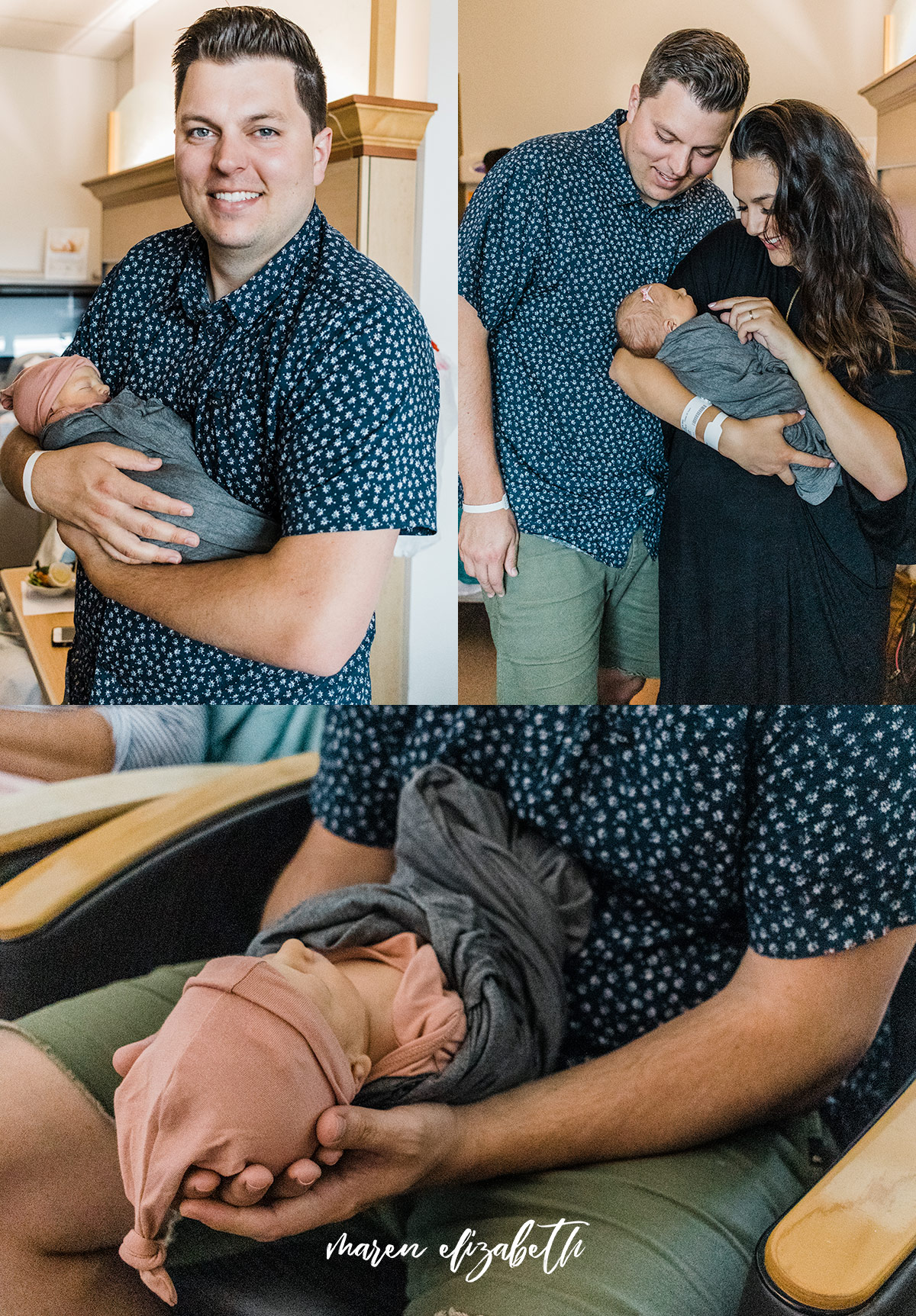 Family of four fresh 48 welcoming little Elinor at Utah Valley Hospital, Provo, UT | Maren Elizabeth Photography | Arizona Birth Photographer