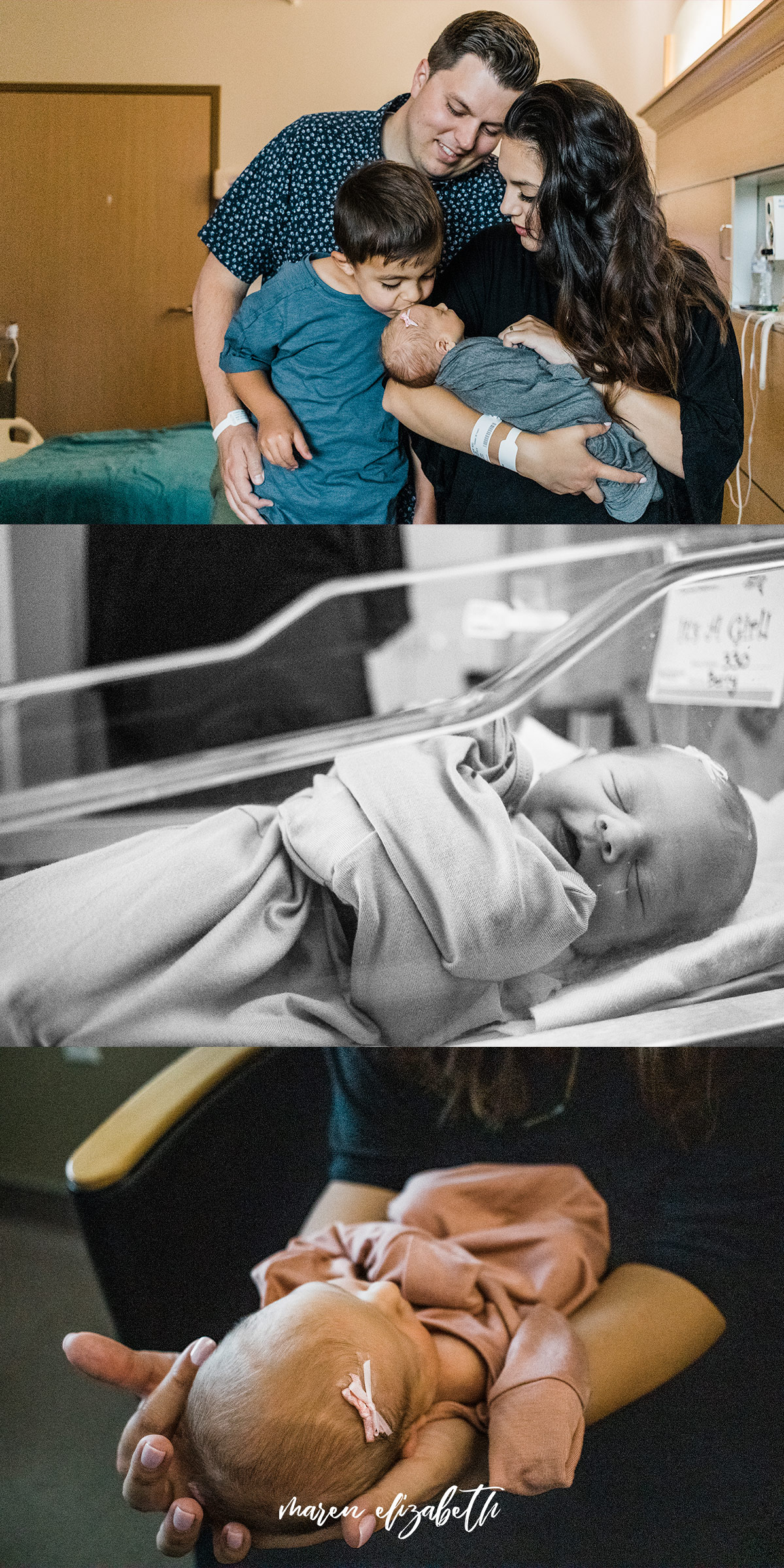Family of four fresh 48 hospital pictures at Utah Valley Hospital, Provo, UT | Maren Elizabeth Photography | Arizona Birth Photographer